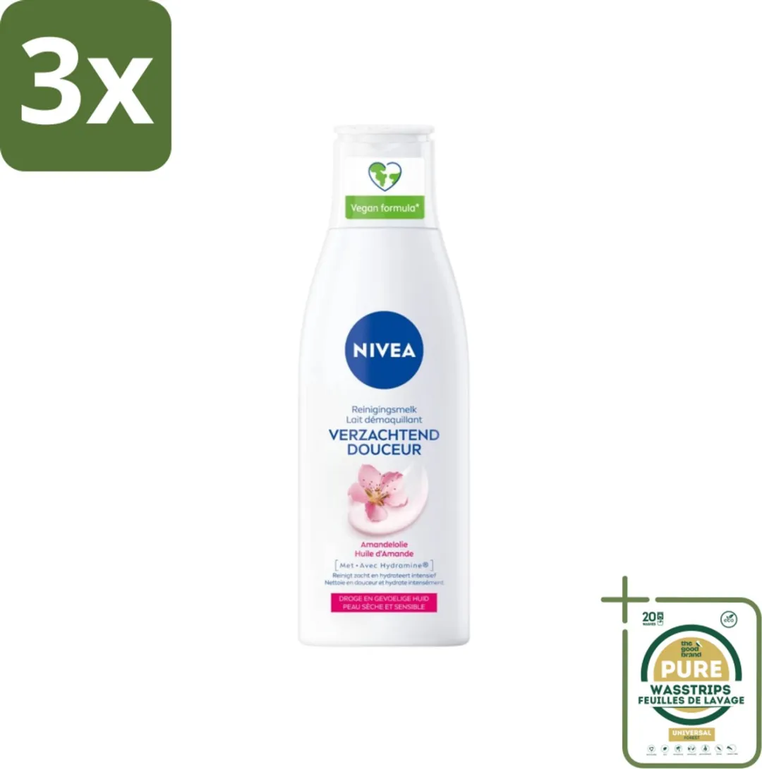 NIVEA Gezichtsreiniger Amandelolie 600ml - 3 Stuks