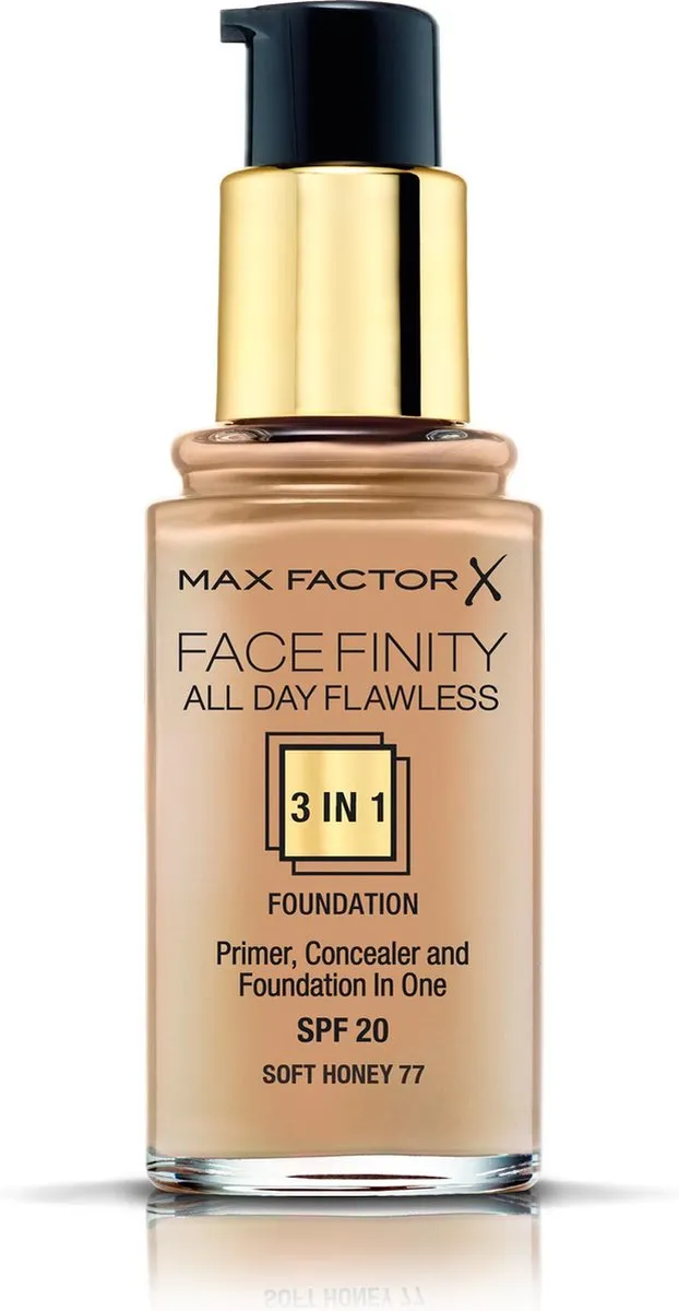 Max Factor Facefinity 3-in-1 Liquid Foundation 077 Soft Honey - 30ml