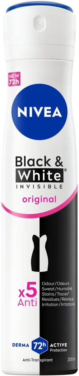 NIVEA Invisible For Black & White Anti-Transpirant Spray - 6x200ml