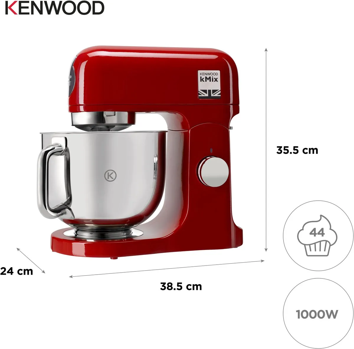 Kenwood kMix KMX750AR Keukenmachine - 1000W - Rood - afbeelding 6 van 6