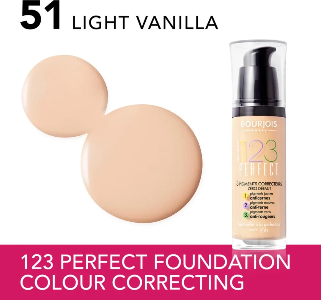 Bourjois 123 Perfect Foundation 051 Rose Vanilla - 30ml