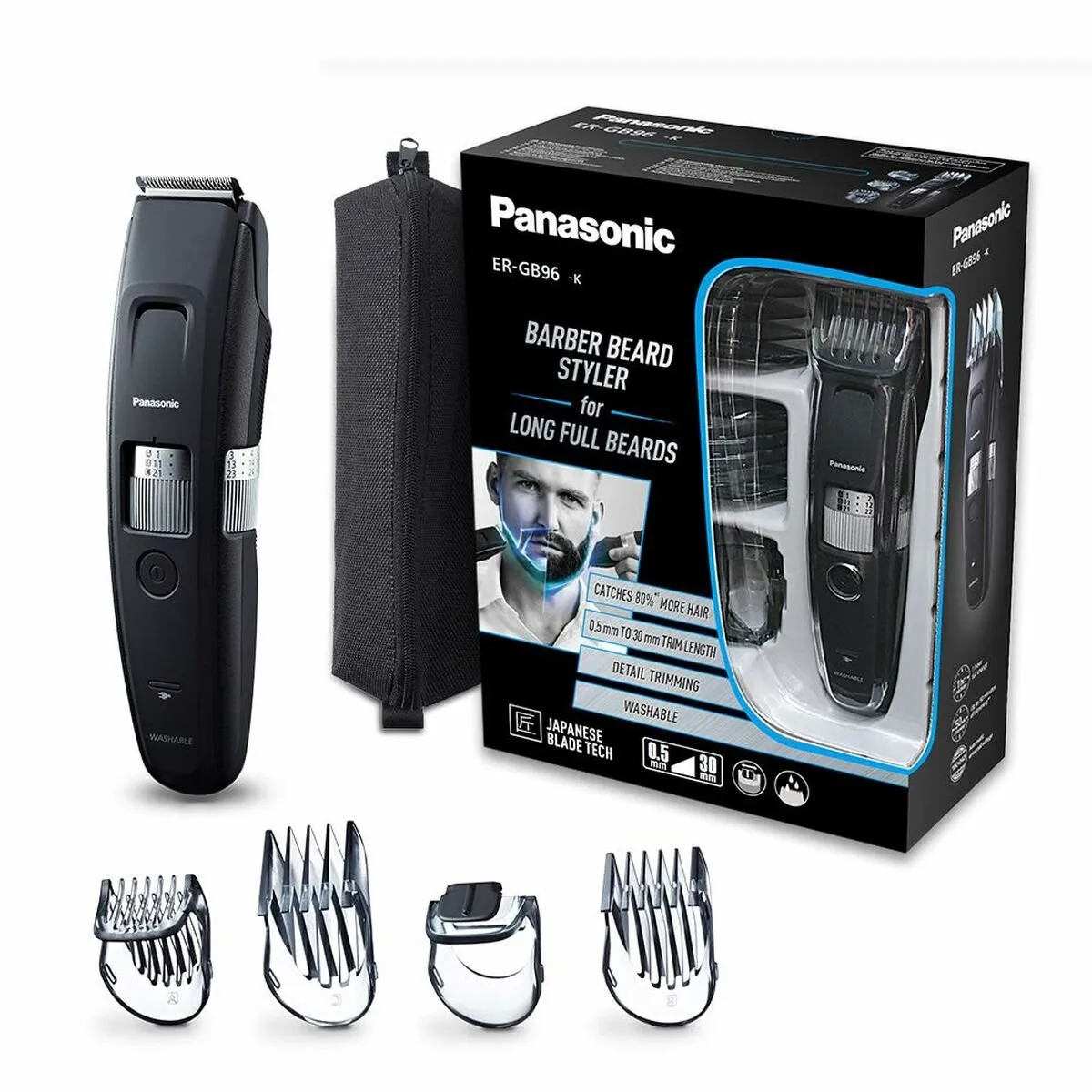 Panasonic ER-GB96 Baardtrimmer - 4 Opzetstukken - Nat Scheren