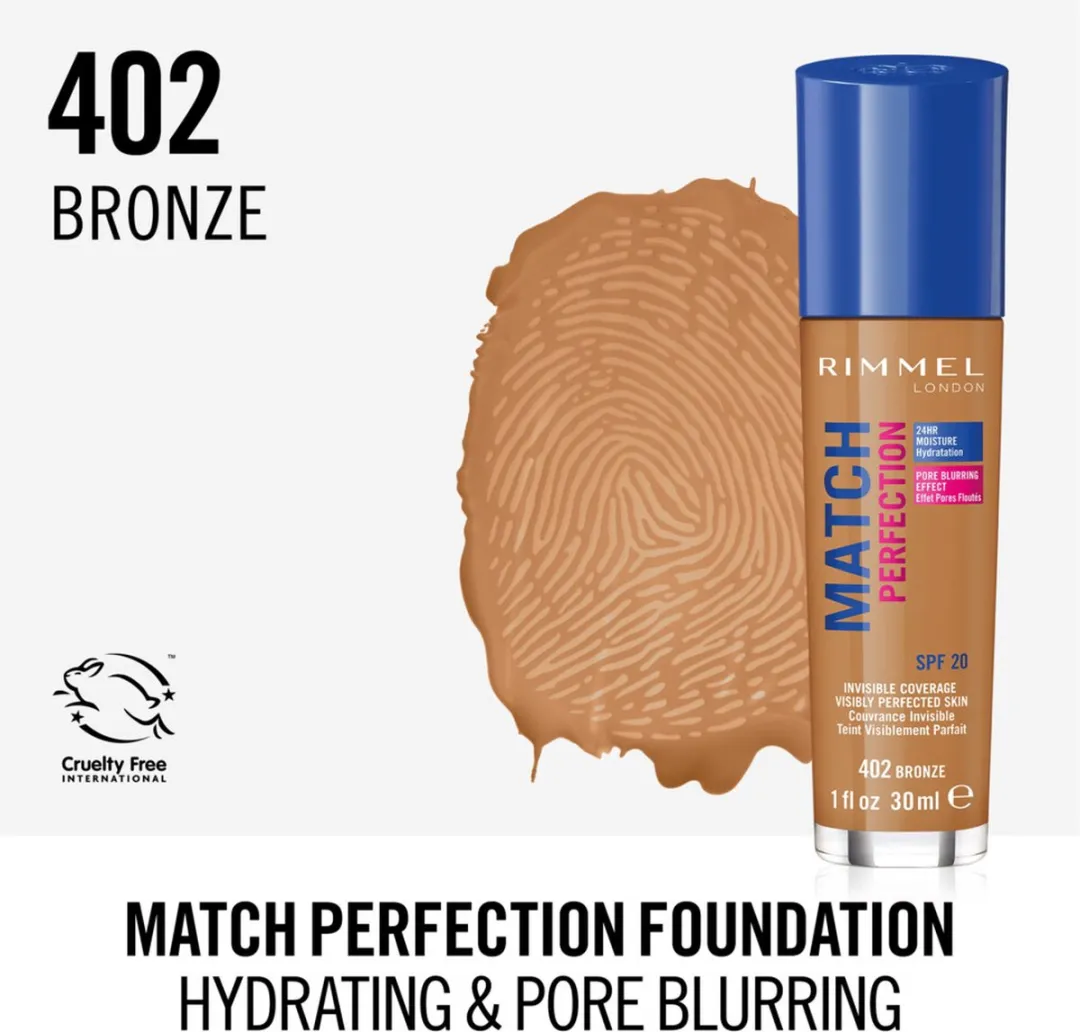 Rimmel London Match Perfection Foundation 402 Bronze - 30ml