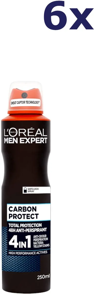 L'Oréal Men Expert Carbon Protect Deo Spray - 6x250ml