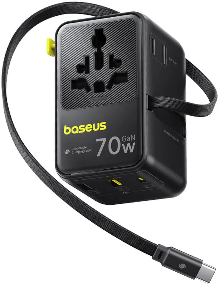 Baseus CG11 Reis Oplader 70W - 5x USB - Zwart