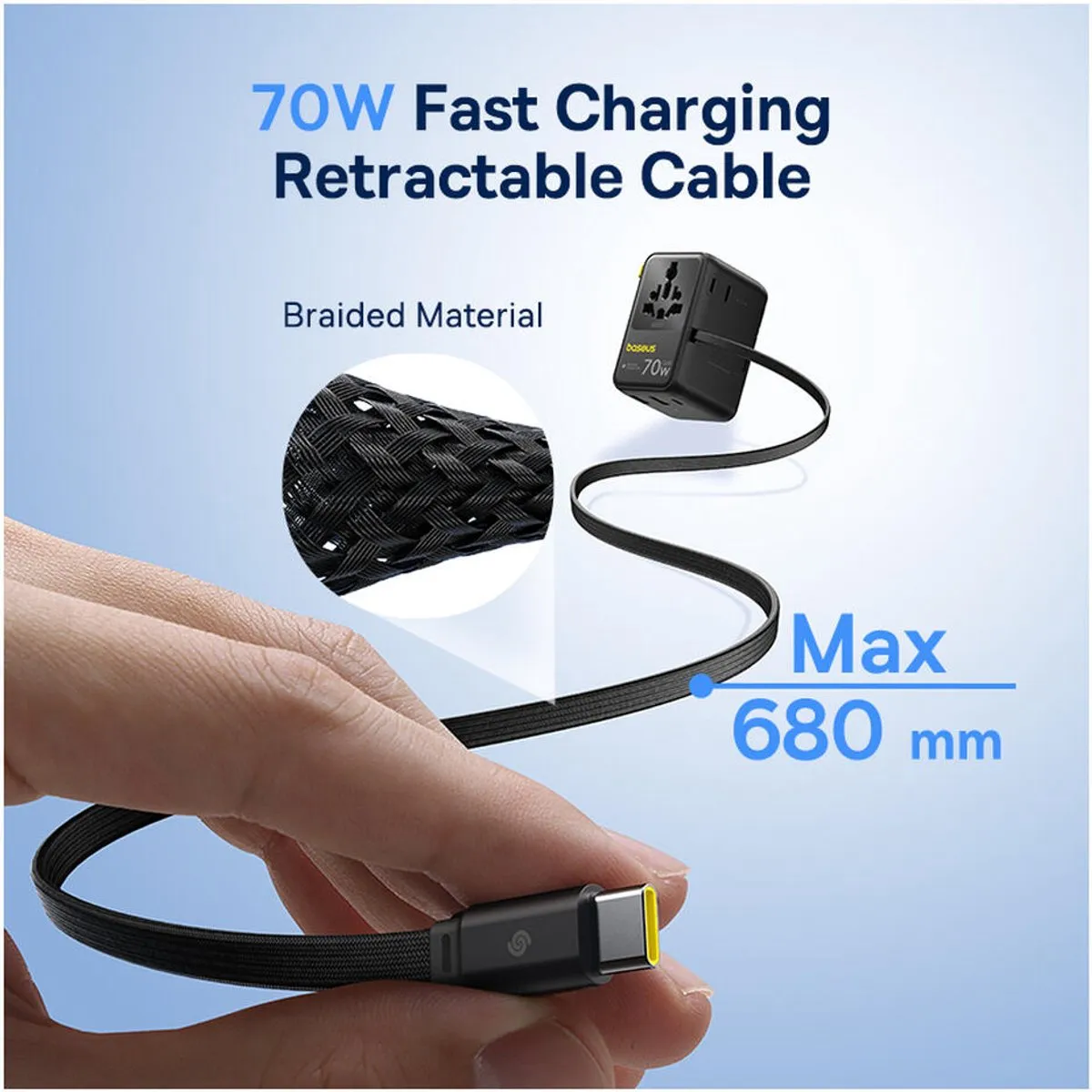 Baseus CG11 Reis Oplader 70W - 5x USB - Zwart