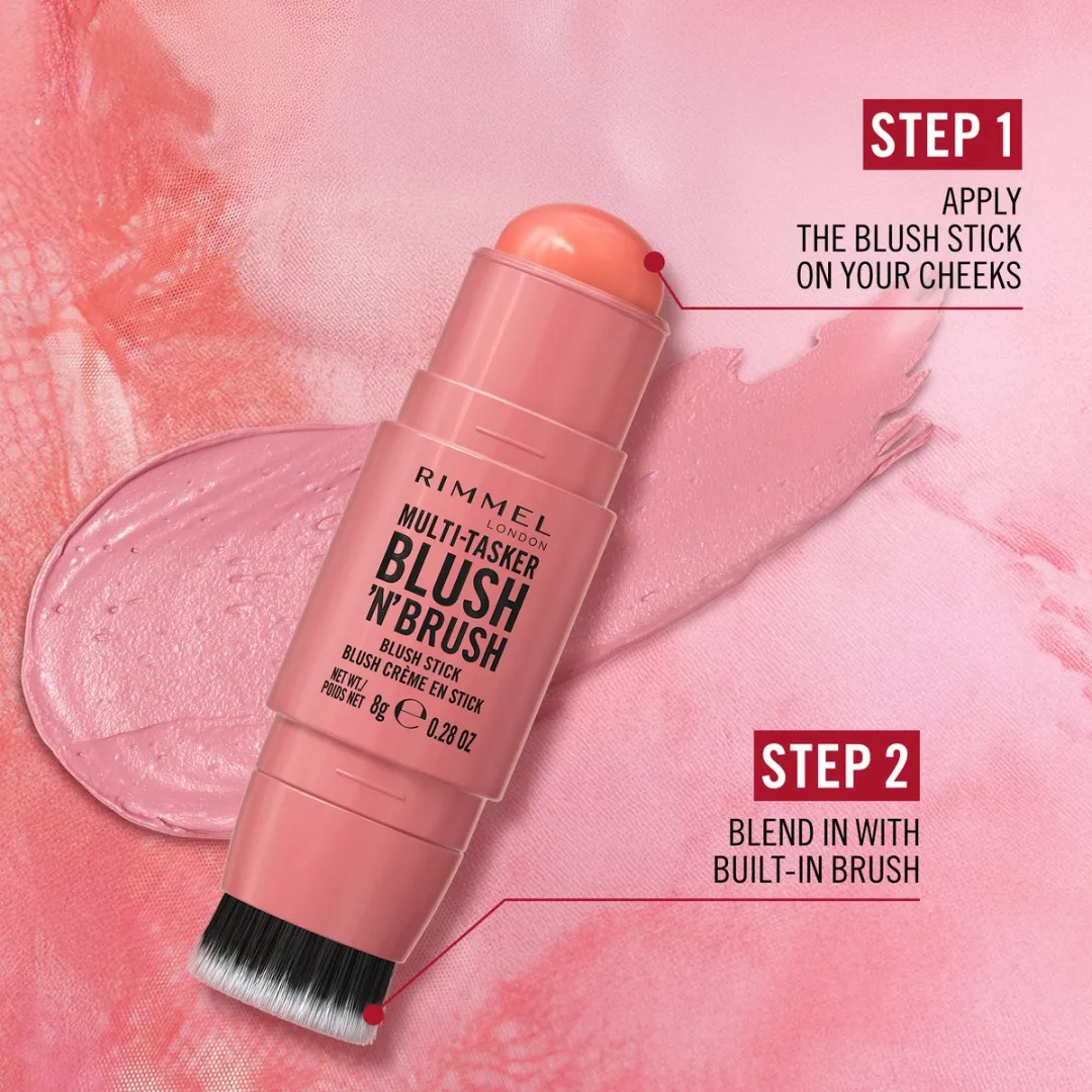 Rimmel London Multi-Tasker Blush'N'Brush Stick Cotton Candy - 3x8g