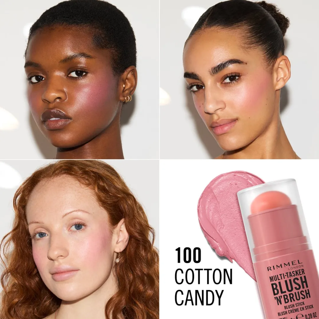 Rimmel London Multi-Tasker Blush'N'Brush Stick Cotton Candy - 3x8g