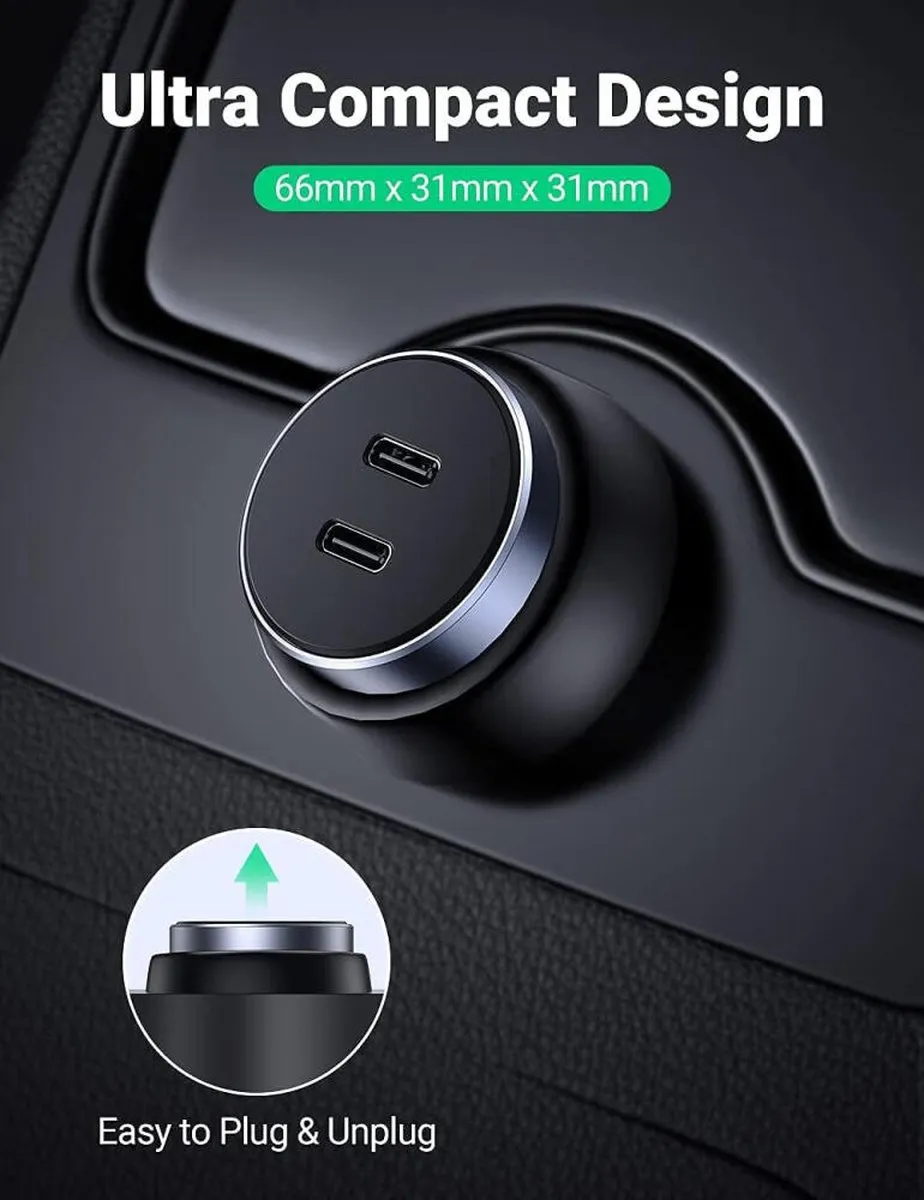 Ugreen Autolader 2x USB-C 36W - Grijs