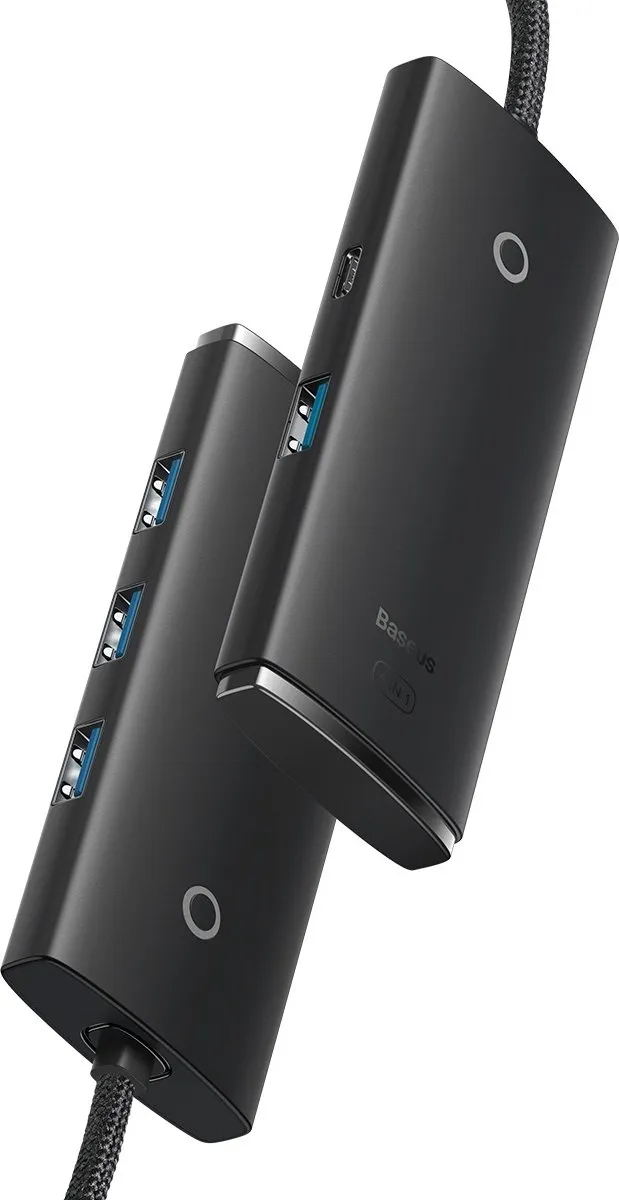 Baseus Lite Series WKQX030301 Type-C Hub - 4 Poorten - Zwart