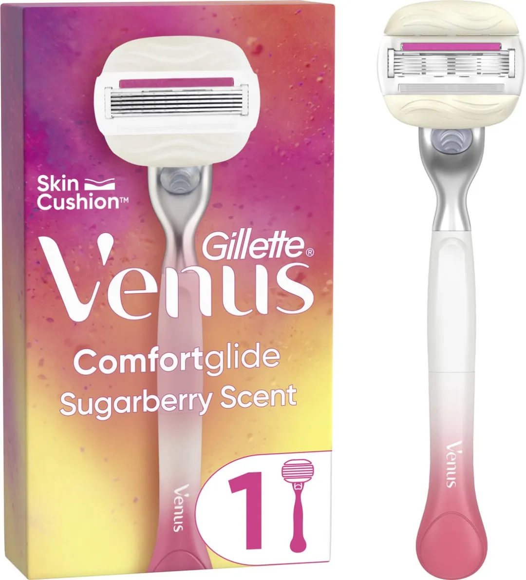 Gillette Venus Comfortglide Sugarberry Scheermes - 5 Bladen - Roze/Wit