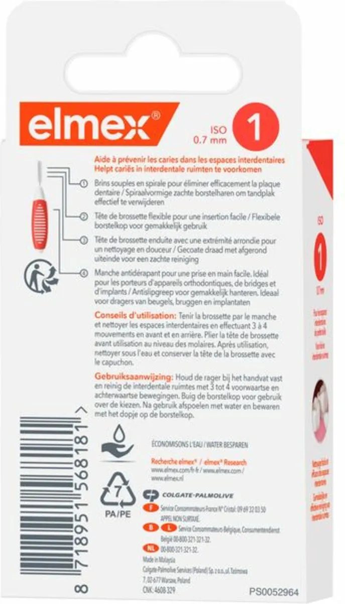 Elmex Interdentale Ragers 0,7mm - Oranje - 8 Stuks