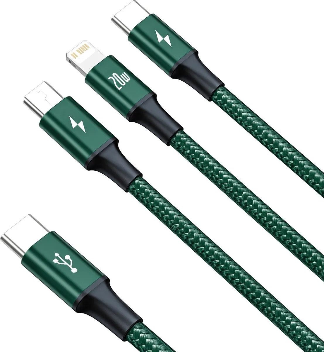 Baseus 3-in-1 USB-C Kabel 1.5M - Groen