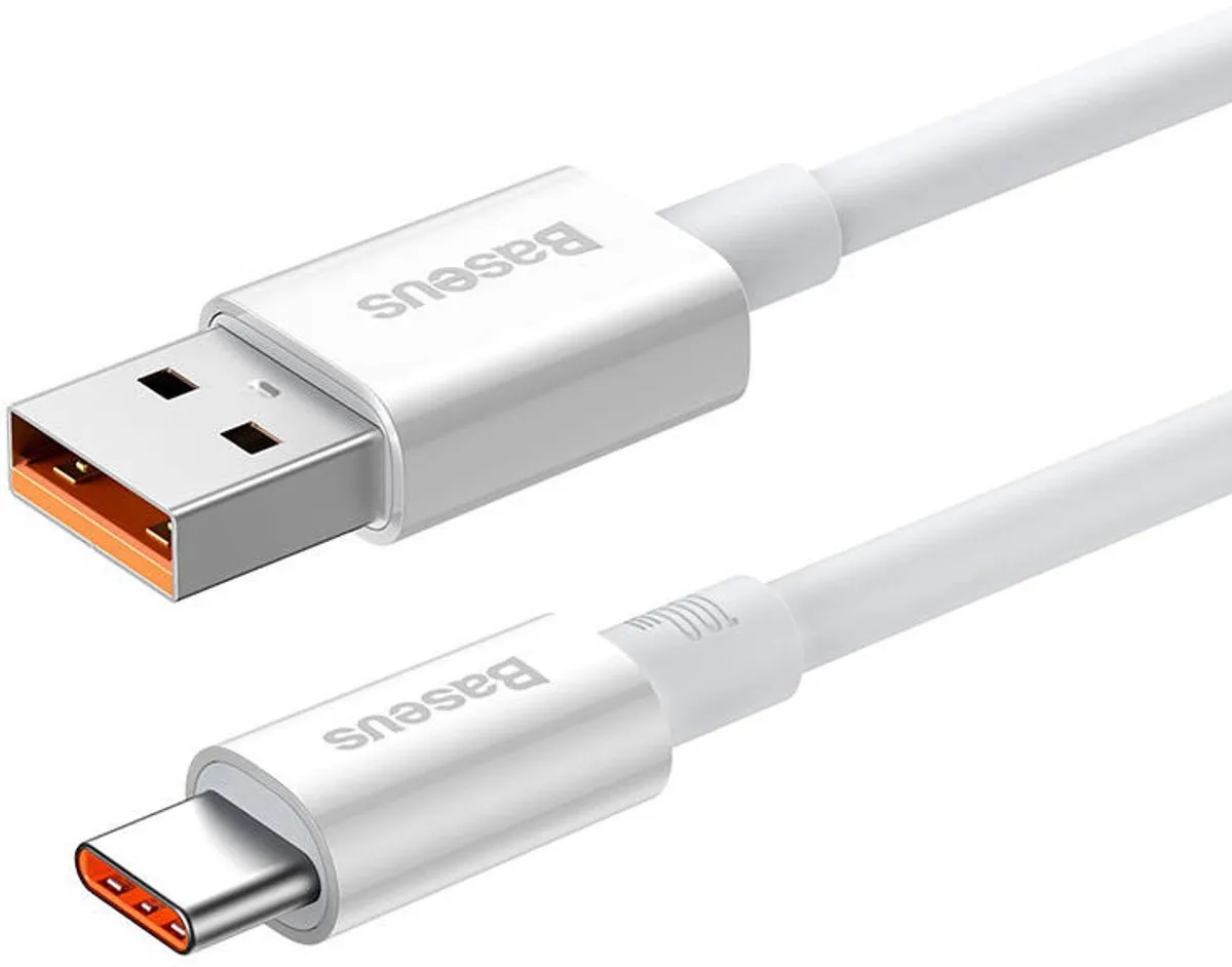 Baseus USB-C 100W Snellaadkabel 0,25m - Wit
