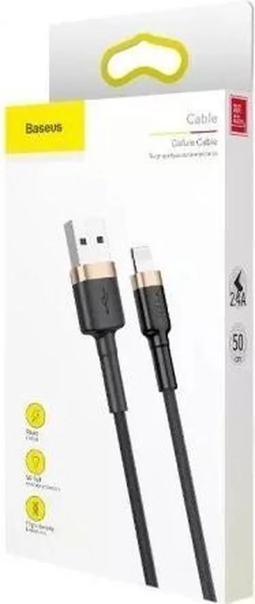 Baseus Cafule Nylon USB/Lightning Kabel QC3.0 3M - Zwart-Goud