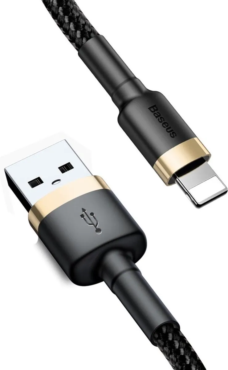 Baseus Cafule Nylon USB/Lightning Kabel QC3.0 3M - Zwart-Goud