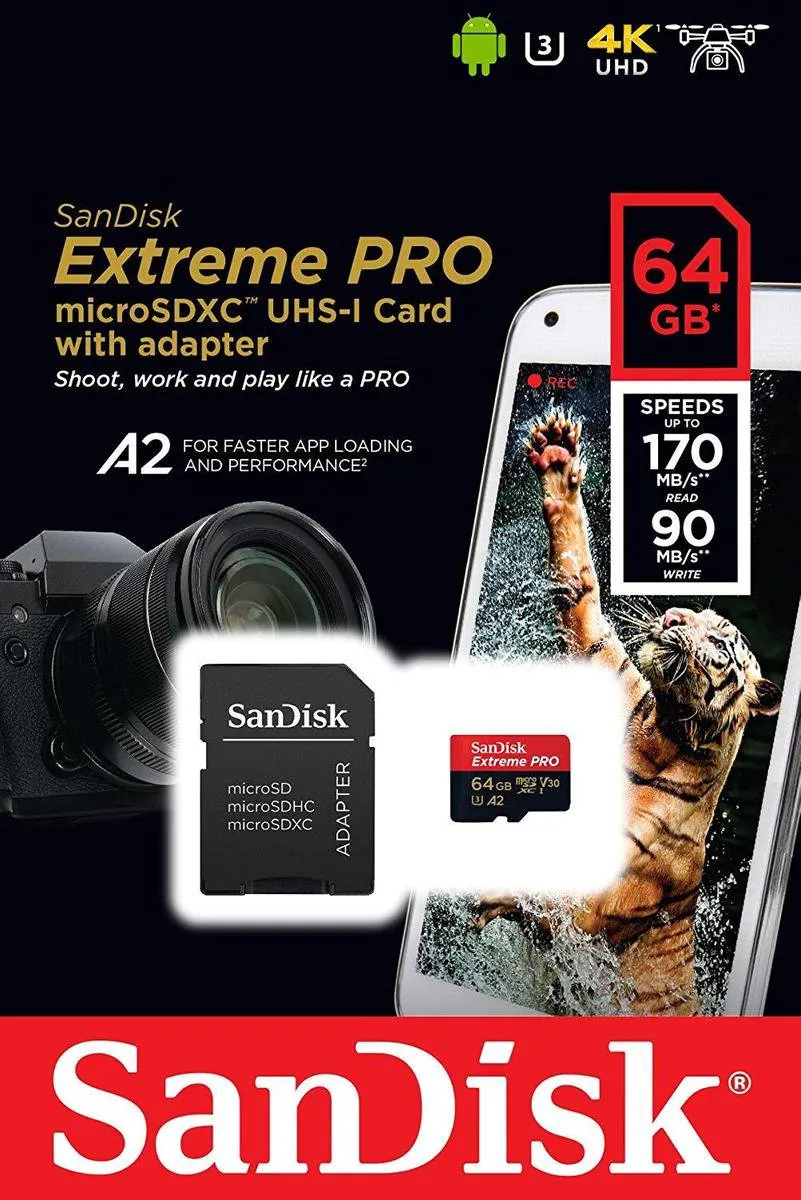 SanDisk Extreme Pro Micro SDXC SDSQXCY-064G-GN6MA 64GB - A2 V30