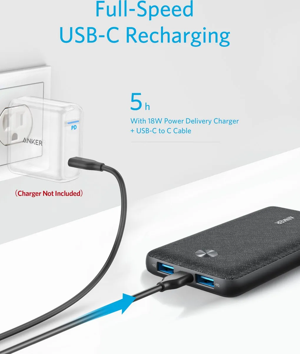 Anker PowerCore III Sense A1248G11 Powerbank 10.000mAh - 22,5W - Zwart
