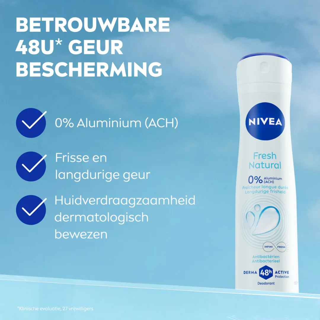 NIVEA Fresh Natural Deodorant Spray 150ml - 6 Stuks
