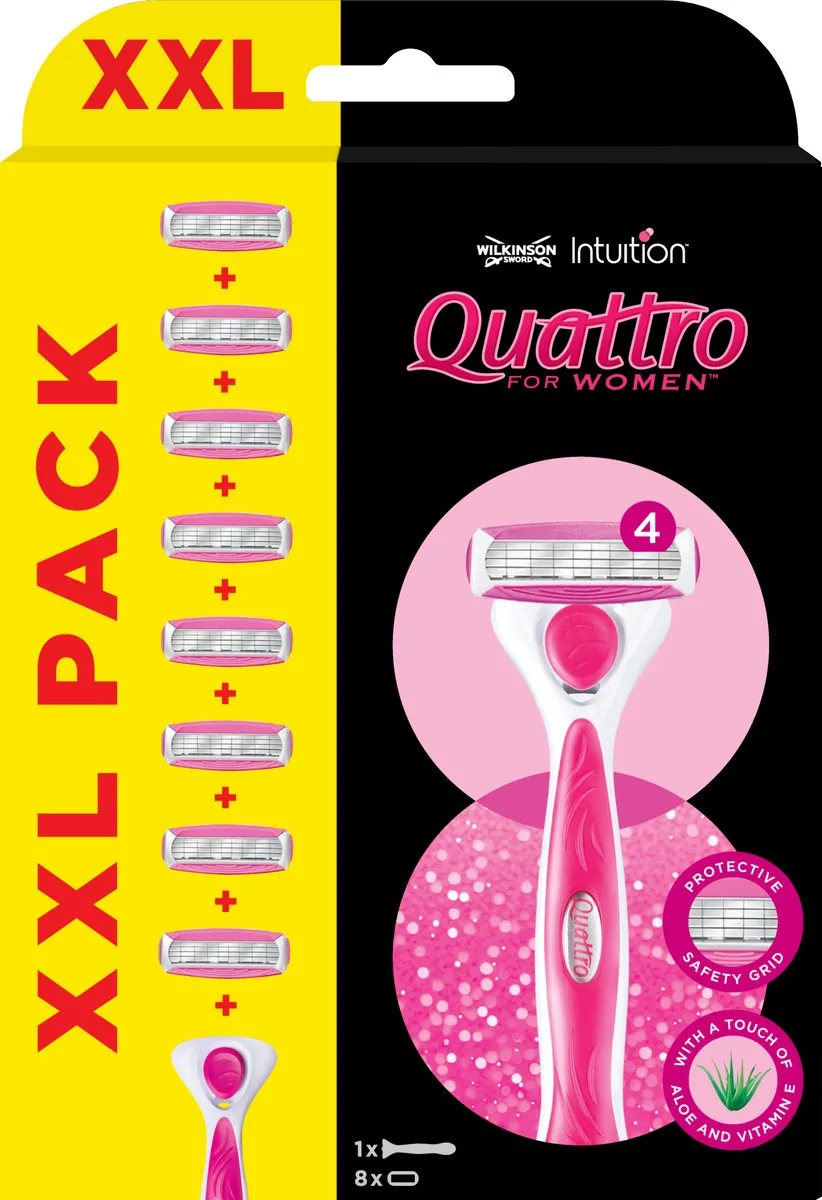 Wilkinson Sword Intuition Quattro For Women Scheersteem - 8 Stuks Roze