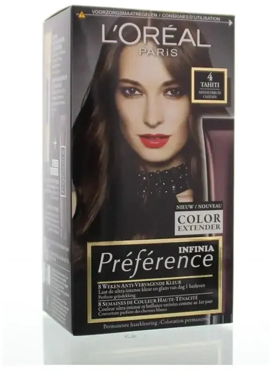 L'Oréal Paris Préférence 4 Tahiti Middenbruin Permanent Haarkleuring 996ml