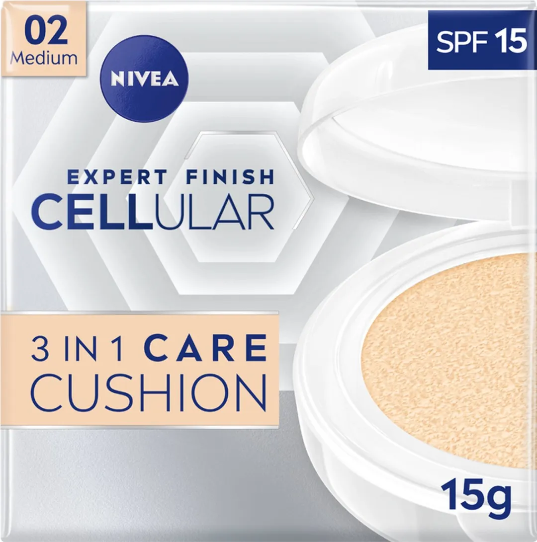 NIVEA Expert Finish Cellular 3in1 Care Cushion Foundation Medium SPF 15 15ml
