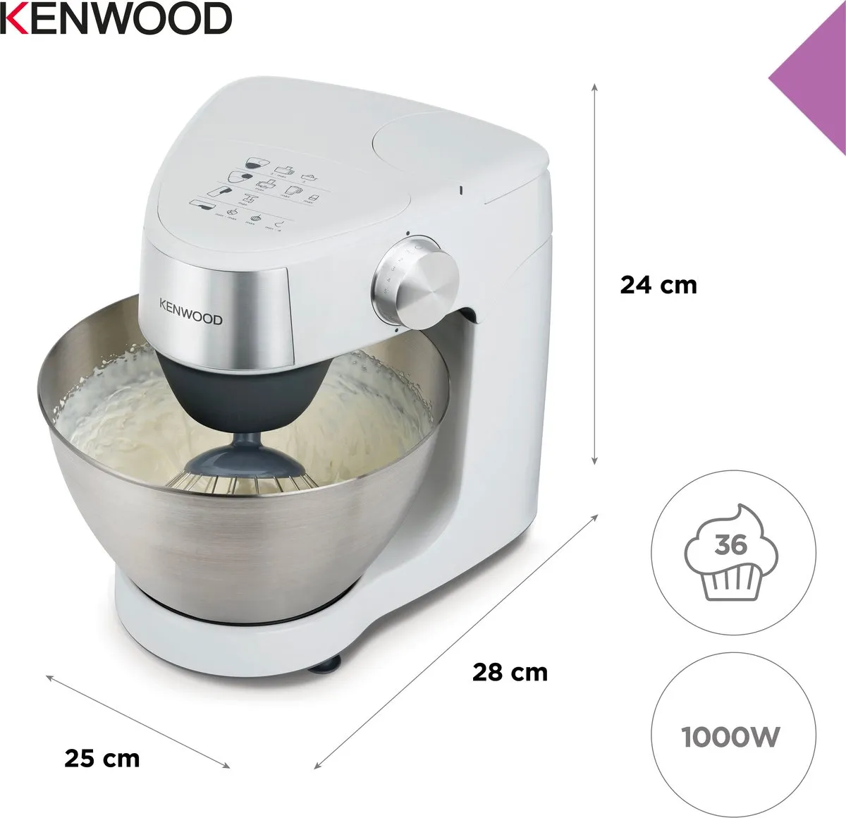 Kenwood Prospero+ KHC.29.H0WH Keukenmachine - 1000W - 5 Snelheden - Wit - afbeelding 6 van 6