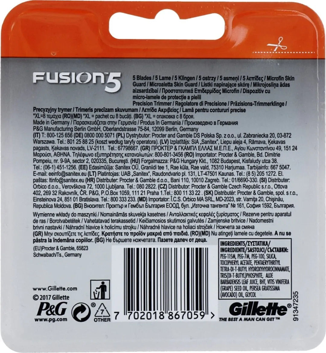 Gillette Fusion 5 Navulmesjes - 8 Stuks
