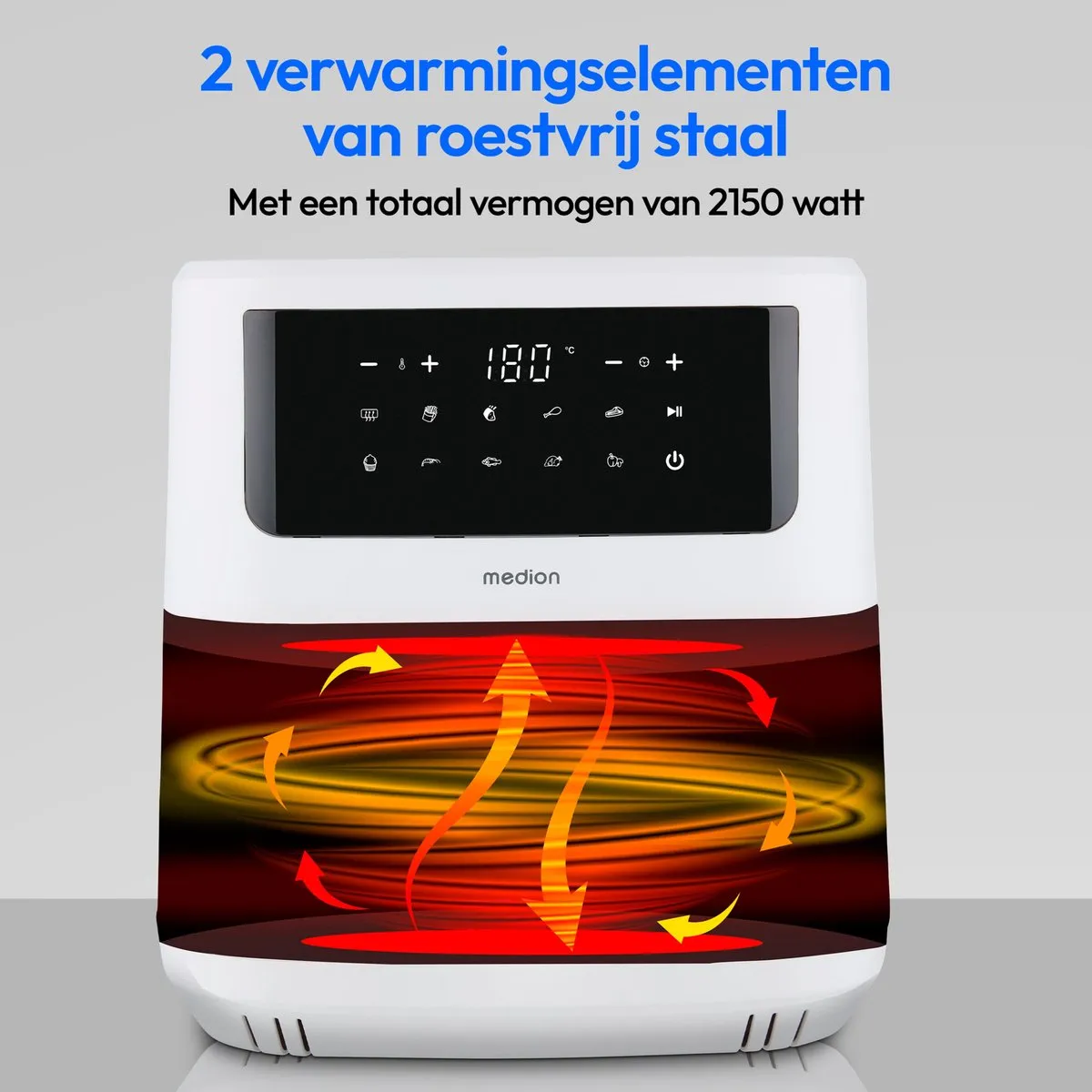 Medion XL Airfryer P10 6,8L - 2150W - 9 Programma's - Matwit