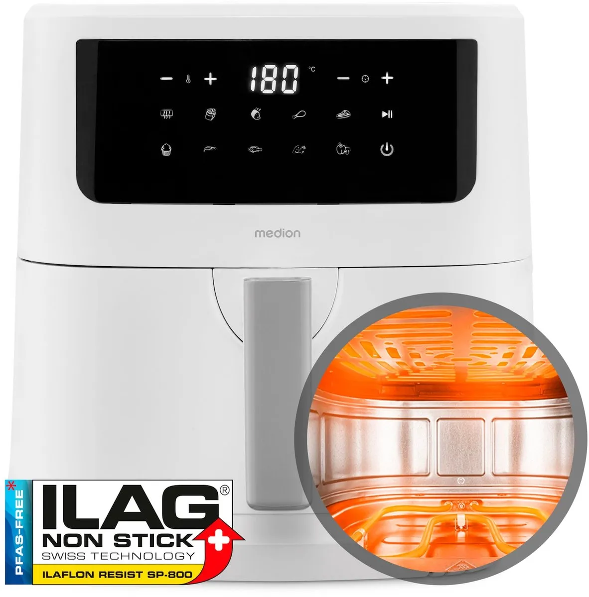 Medion XL Airfryer P10 6,8L - 2150W - 9 Programma's - Matwit
