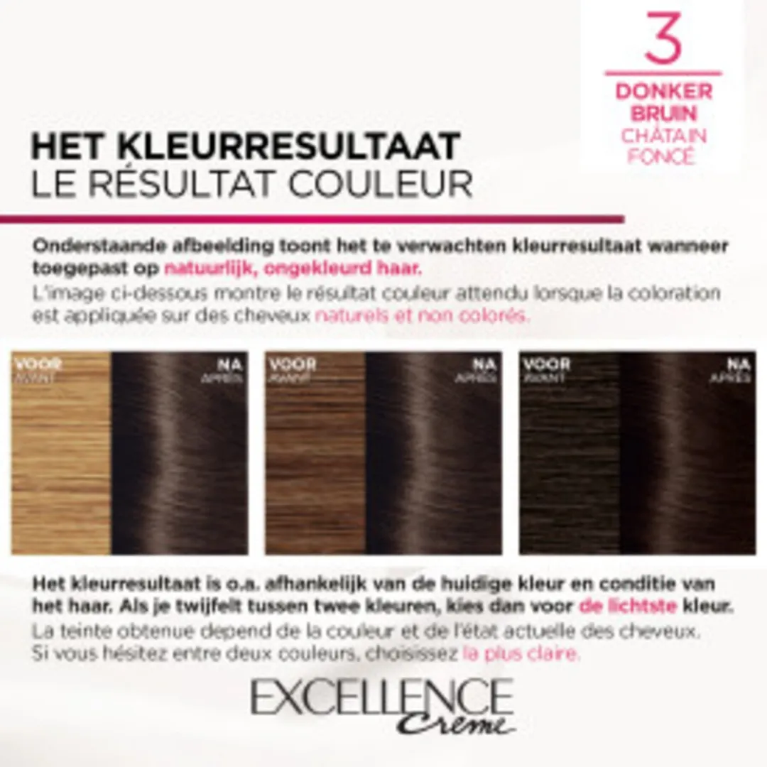 L'Oréal Paris Excellence Crème 3 Donkerbruin - 3 Stuks