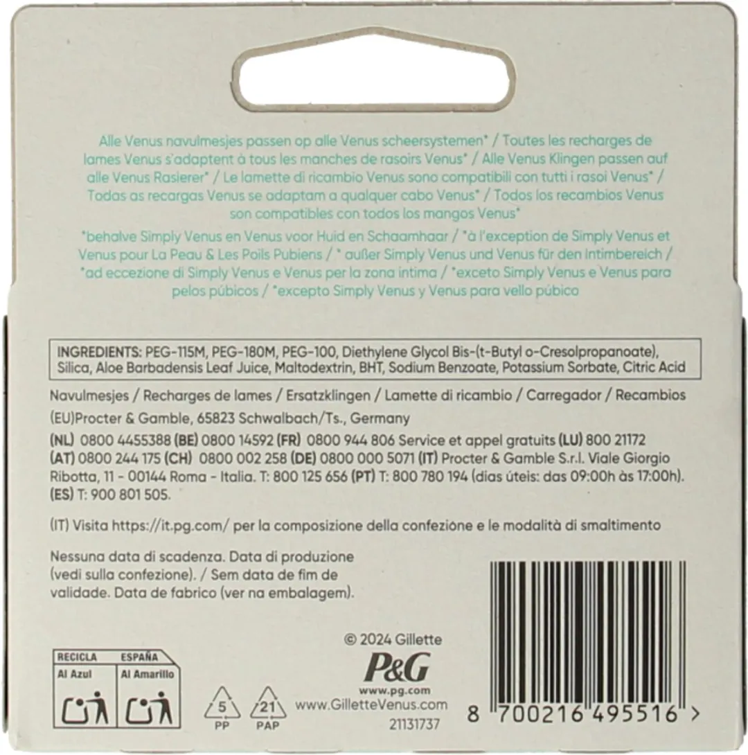 Gillette Venus Smooth Sensitive 3 Bladen - 4 Stuks
