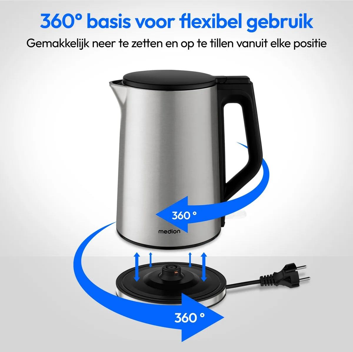 Medion MD12105 Waterkoker 1,5L 2200W - Zilver