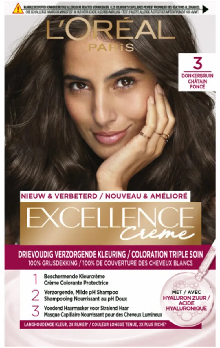 L'Oréal Paris Excellence Crème 3 Donkerbruin - Haarverf 1035ml