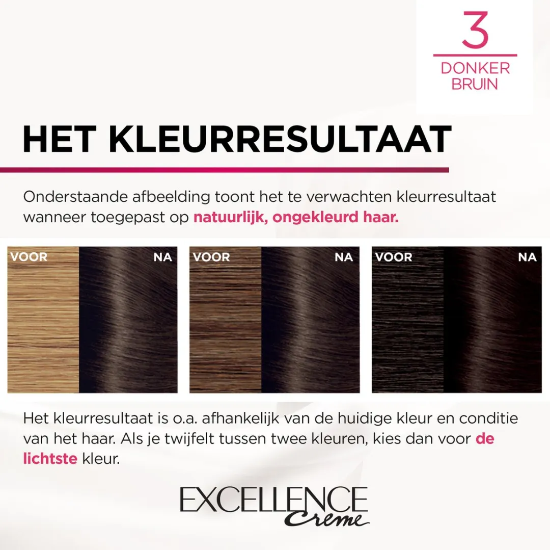 L'Oréal Paris Excellence Crème 3 Donkerbruin - Haarverf 1035ml