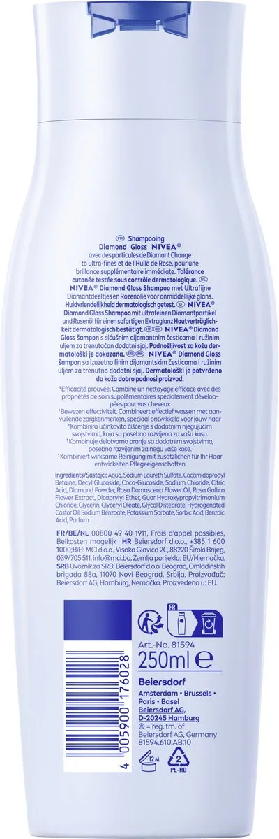 NIVEA Diamond Gloss Care Shampoo 250ml - 6 Stuks