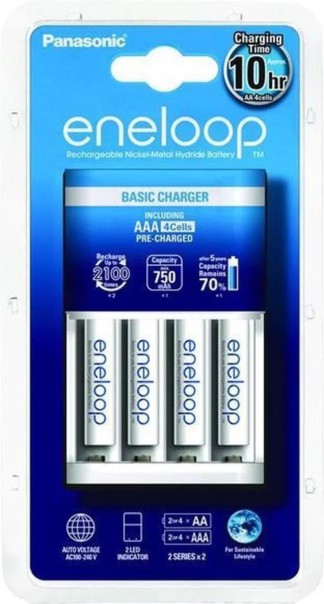 Panasonic BQ-CC18 Oplader - 4x Eneloop AAA 750mAh