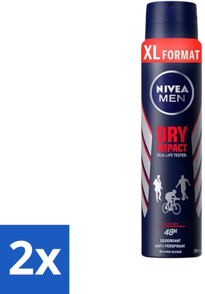 NIVEA Men Dry Impact Deospray 500ml (2x250ml)