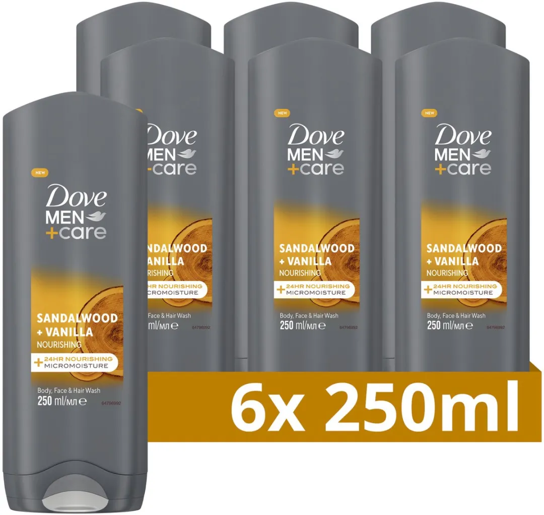Dove Men+Care 3-in-1 Douchegel Sandalwood & Vanilla - 6x250ml