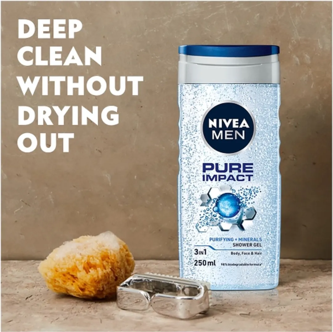 NIVEA MEN Pure Impact 3-in-1 Douchegel - 6x250ml