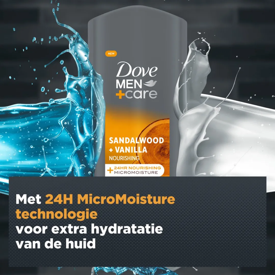 Dove Men+Care 3-in-1 Douchegel Sandalwood & Vanilla - 2400ml (6x400ml)