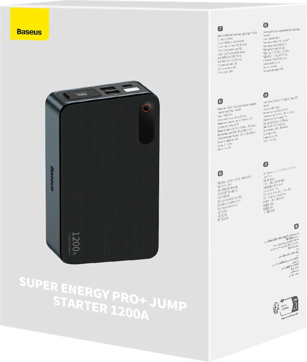 Baseus Jumpstarter Powerbank 1200A 12000mAh - 15W - Zwart - afbeelding 6 van 6