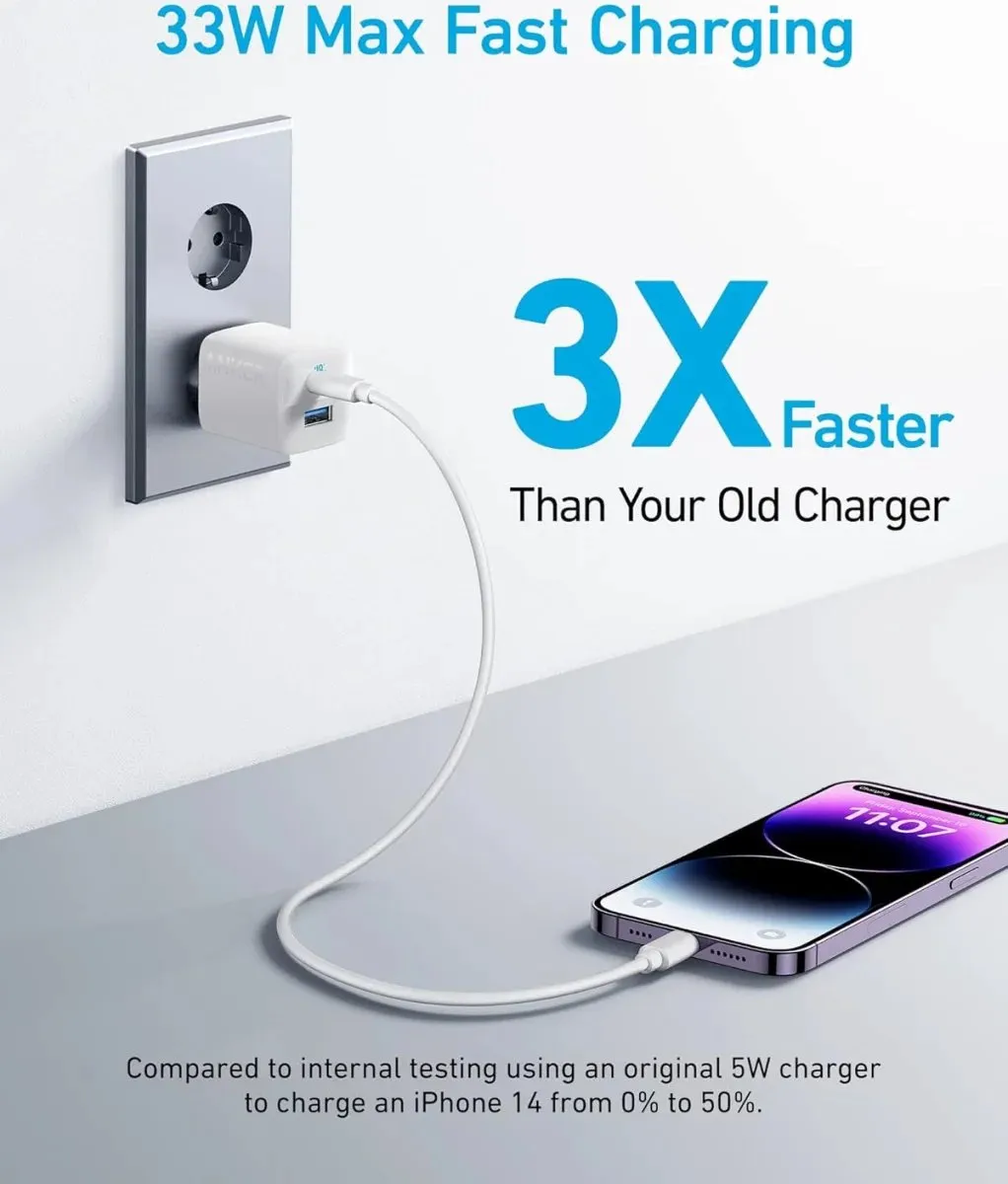 Anker 323 A2331G21 USB-C & USB-A Oplader 33W - Wit