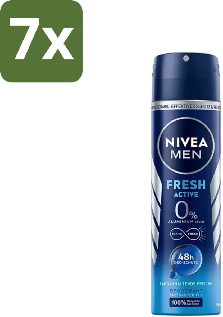 NIVEA Men Deo Spray Fresh Active 150ml - 7 Stuks