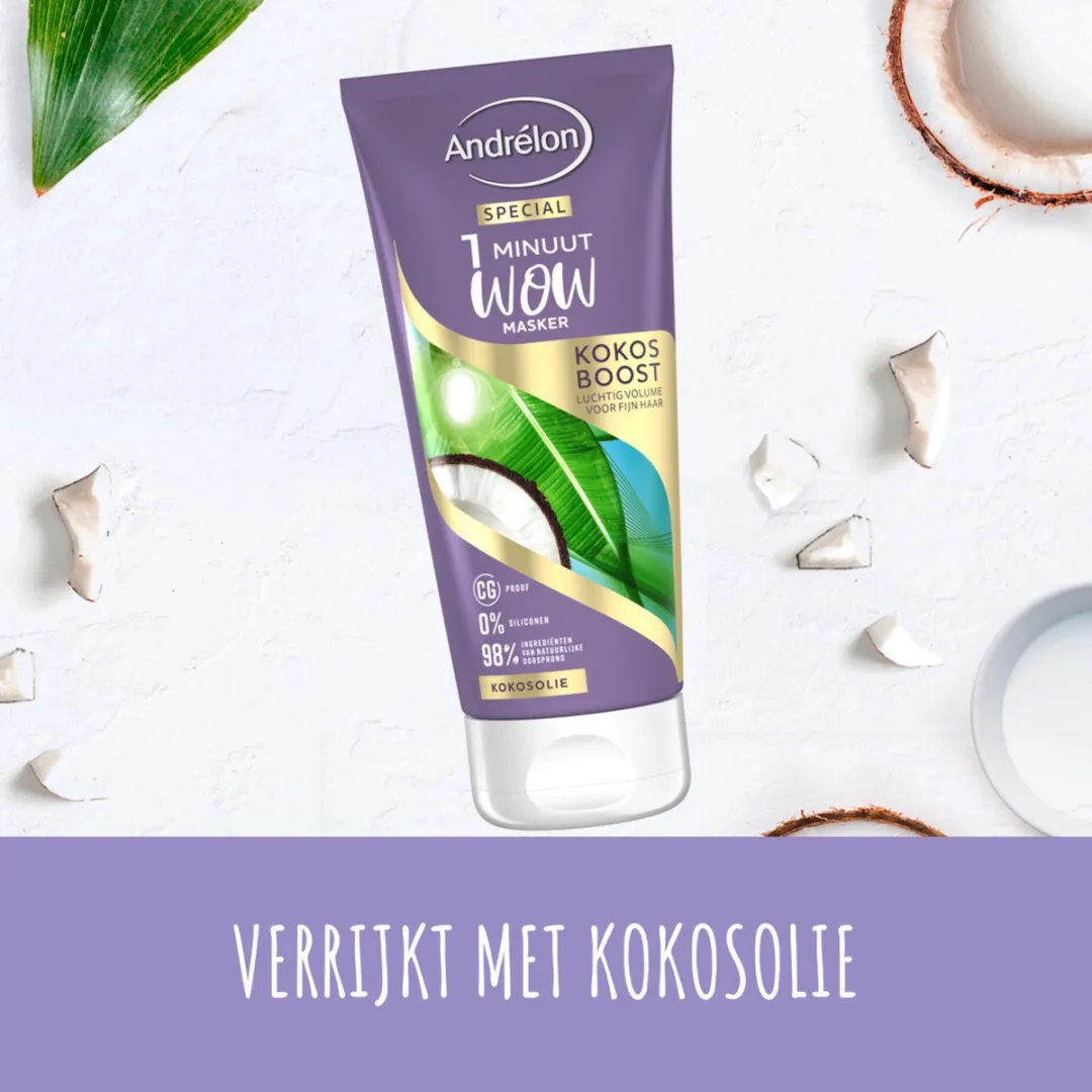 Andrélon 1 Minuut Wow Masker Kokos 180ml
