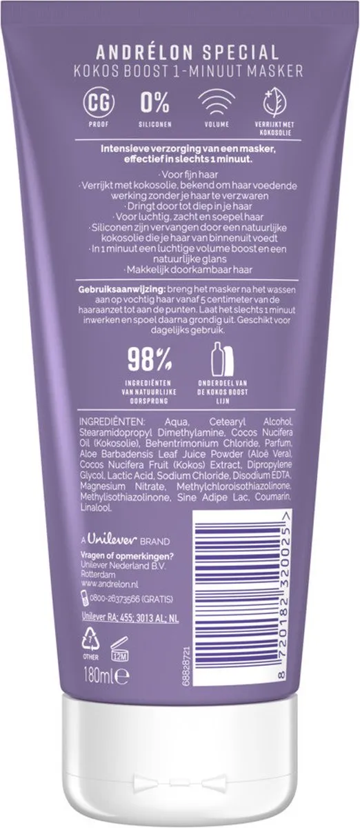 Andrélon 1 Minuut Wow Masker Kokos 180ml