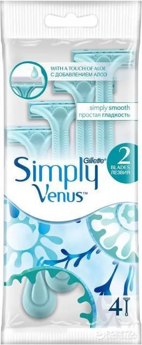 Gillette Venus Simply Smooth Scheermesjes 4st - Blauw