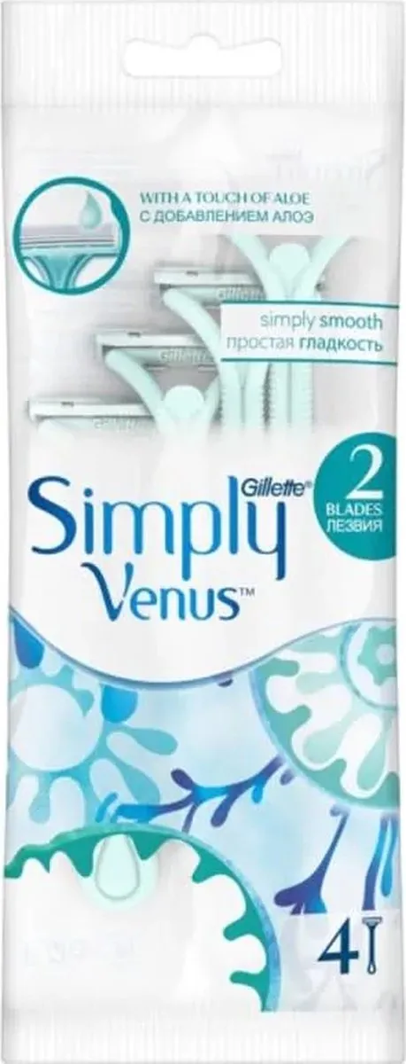 Gillette Venus Simply Smooth Scheermesjes 4st - Blauw