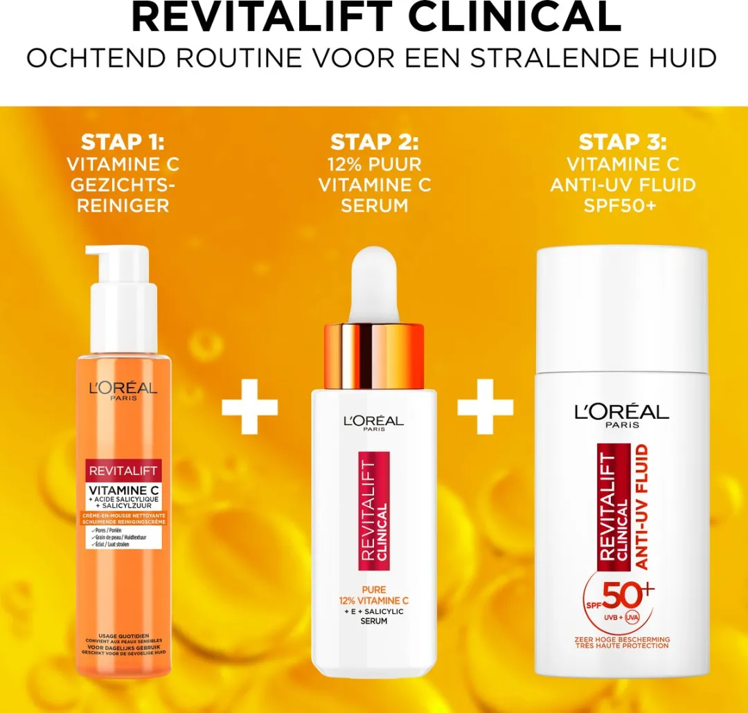 L'Oréal Paris Revitalift Clinical Duo - Vitamine C Serum 30ml & SPF50+ Fluid 50ml
