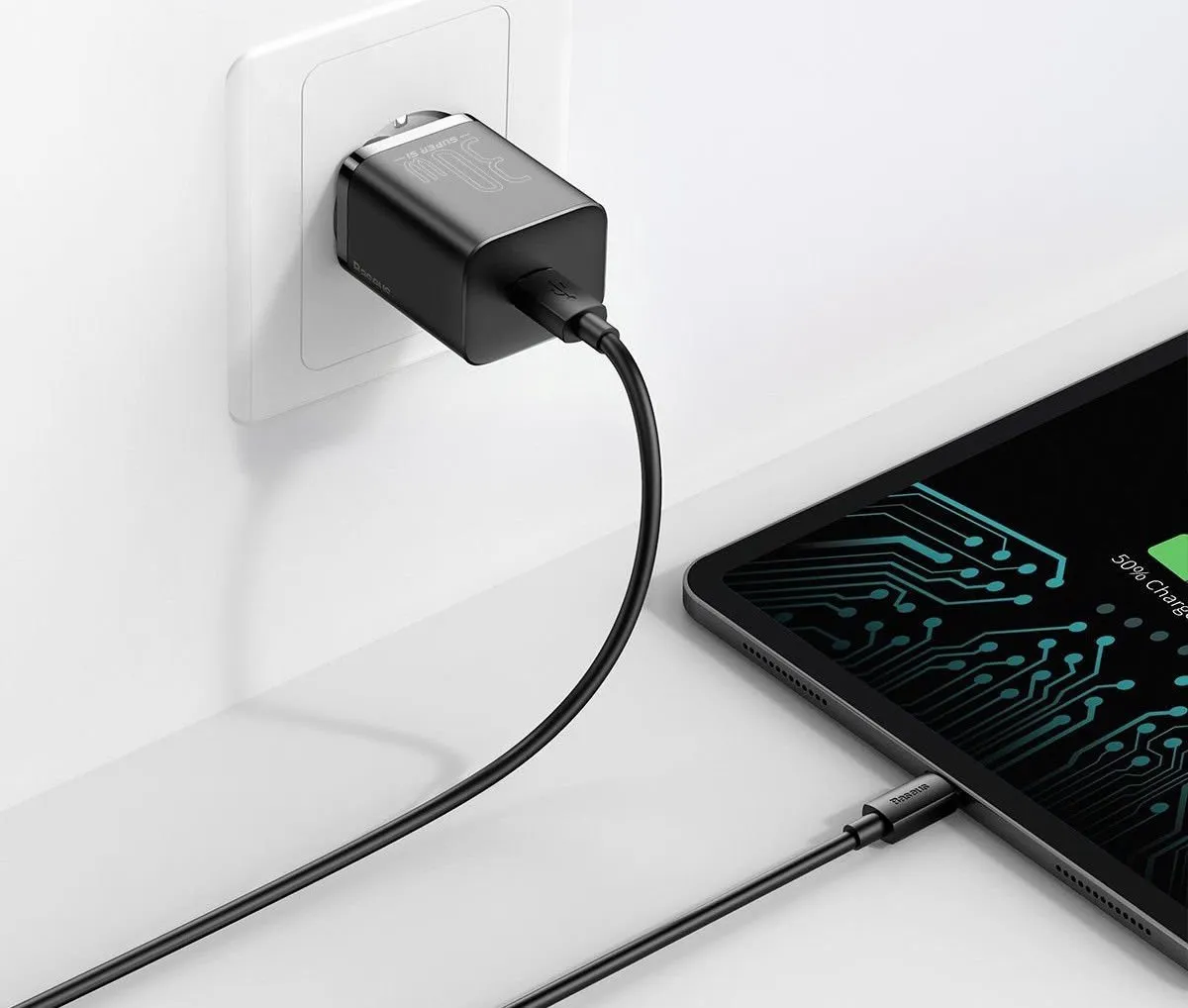 Baseus CCSUP-J01 USB-C Oplader 30W - Zwart